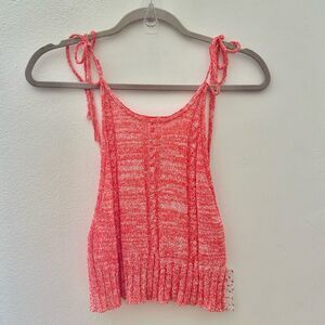 Free People Women’s Bombshell Knit Tie-Shoulder Tank - Orange, XS NEW
